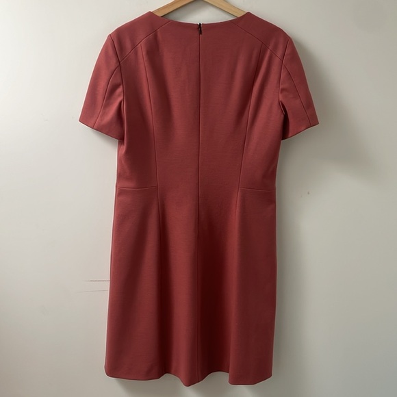 Judith and & Charles Wool Midi Dress Shortsleeves A-Line Shift Peach Red 12 - Picture 11 of 11
